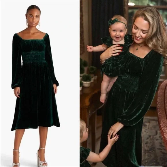 Hill House Home Jasmine Velvet Nap Dress Emerald Green Size S Hill House Home Jasmine Velvet Nap Dress Emerald Green Size S